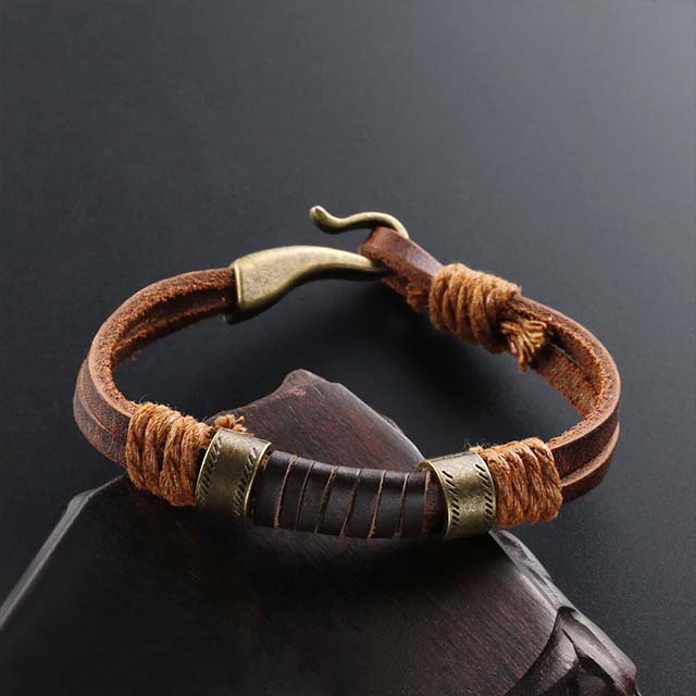 Läderarmband Cognac