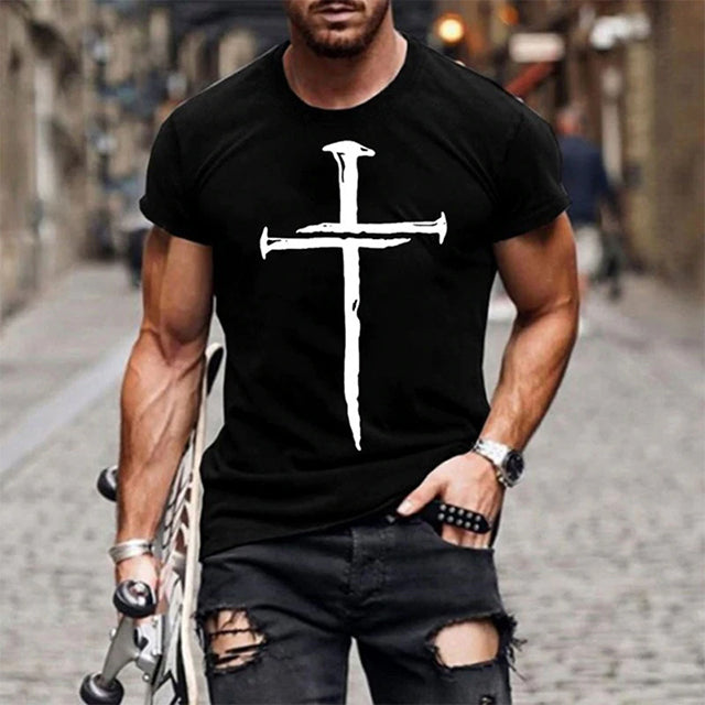 Cross black   rundhalsad t-shirt